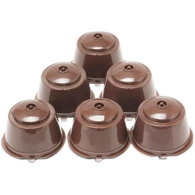 ريحني 6 قطع من أكواب كبسولات القهوة القابلة لإعادة الاستخدام مع مجموعة فلتر قابلة لإعادة التعبئة وفرشاة ملعقة القهوة متوافقة مع ماكينة صنع القهوة - Image 1