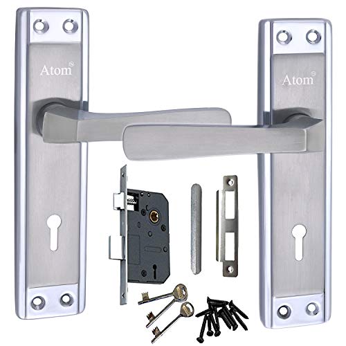 Atom Heavy Duty Mortise Door Lock for Bedroom, Living Room, Main Door, Chrome Platted Matt Finish | 3 Keys | 6 Lever Double Stage Lockset for House Hotel Office(607KY) - Image 1