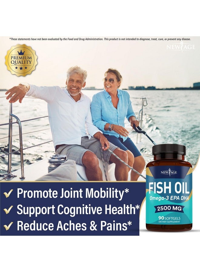 NEW AGE Omega 3 Fish Oil Supplement Immune & Health Support - Promotes Joint, Eye & Skin Health - Non GMO - EPA, DHA Fatty Acids Gluten Free (90 Softgels (Pack of 1)) - Image 2