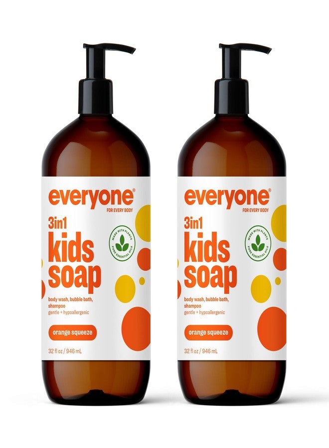 Everyone 3-in-1 Kids Soap, Body Wash, Bubble Bath, Shampoo, 32 Ounce (Pack of 2), Orange Squeeze, Coconut Cleanser with Organic Plant Extracts and Pure Essential Oils (Packaging May Vary) - Image 1