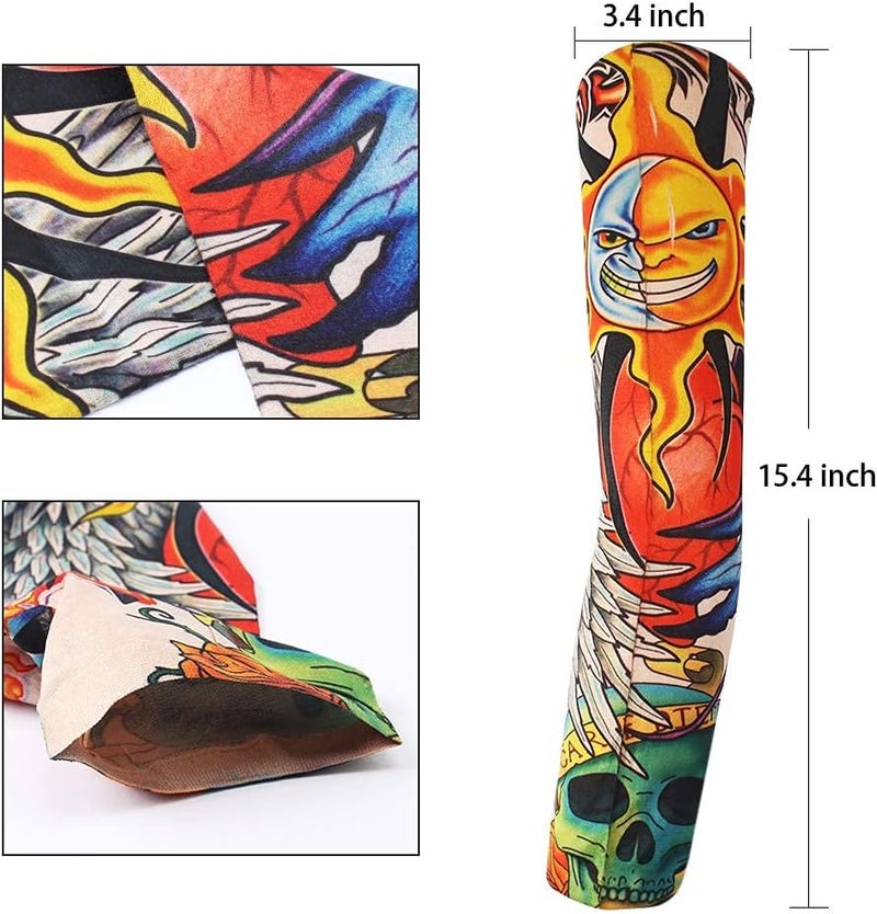 YARIEW Tattoo Sleeves for Men, 6Pcs Arm Sleeves Fake Tattoos Sleeves to Cover Arms Sun Protection Sleeves Tattoo Sleeve Covers Tattoo Cover Up Sleeve Temporary Tattoo Sleeves for Men and Women (Set 2) - Image 2