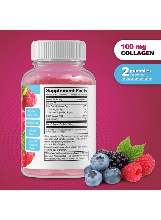 Doctors Finest - Doctors Orders Collagen And Biotin 10000Mcg Gummies Vegan Gmofree Gluten Free Natural Raspberry Flavor Gummy Vitamins For Hair Growth Hair Skin And Nails Dietary Supplement 90 Gummies - Image 1