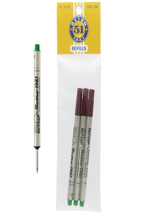 Retro 51 Tornado Rollerball Refills Green 3-Pack - Image 1