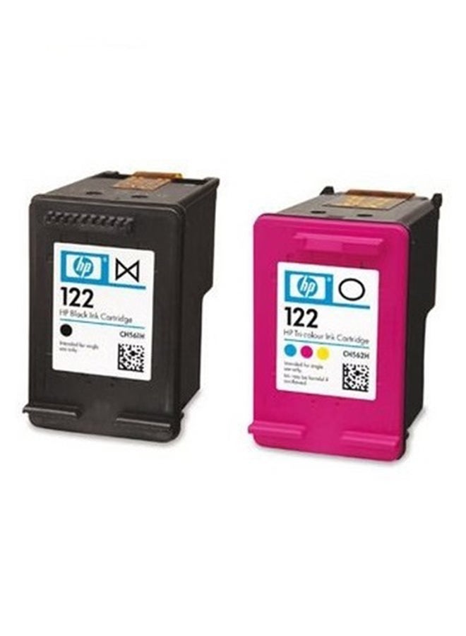 HP خرطوشة حبر أصلية ثلاثية الألوان من قطعتين طراز 122 لون أسود/ متعدد الألوان - Image 1