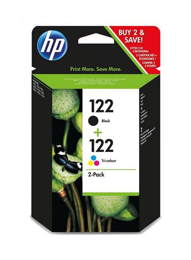 HP خرطوشة حبر أصلية ثلاثية الألوان من قطعتين طراز 122 لون أسود/ متعدد الألوان - Image 2