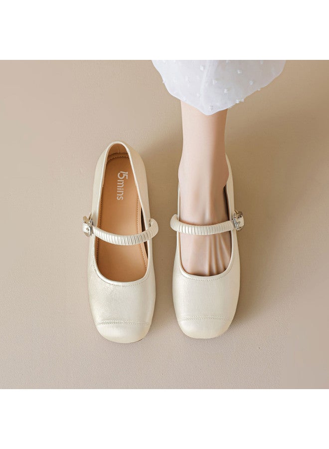 15MINS Height-increasing】2025 Summer New Ballet Mary Jane Shoes With Bow Knots, Shallow Cutout And Single Strap - Image 2