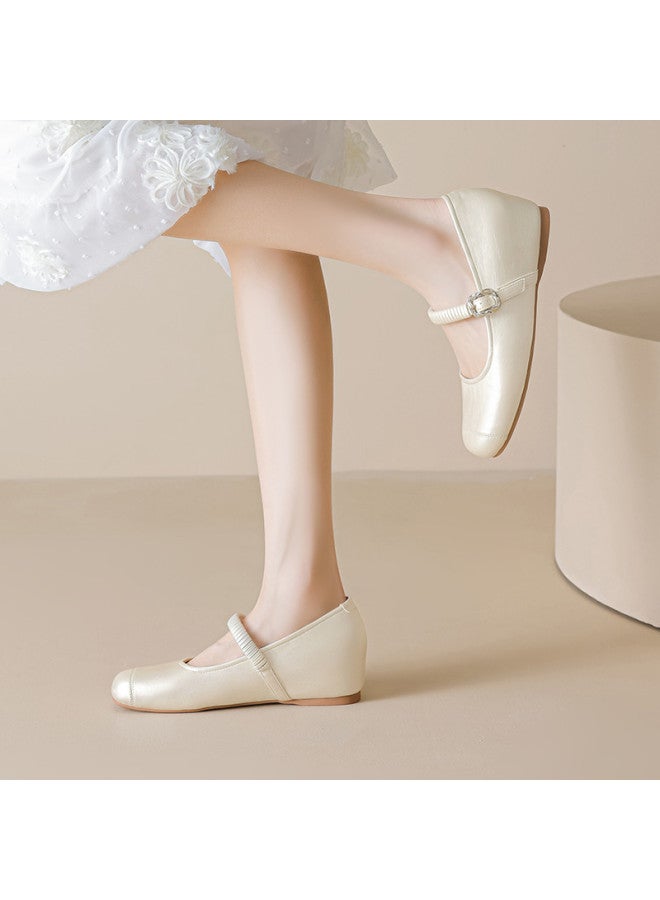 15MINS Height-increasing】2025 Summer New Ballet Mary Jane Shoes With Bow Knots, Shallow Cutout And Single Strap - Image 3