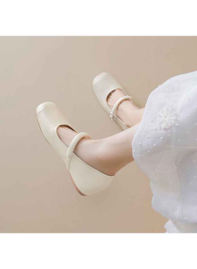 15MINS Height-increasing】2025 Summer New Ballet Mary Jane Shoes With Bow Knots, Shallow Cutout And Single Strap - Image 4