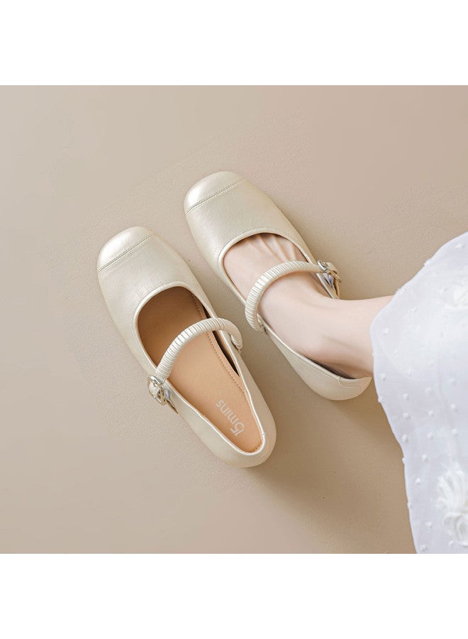 15MINS Height-increasing】2025 Summer New Ballet Mary Jane Shoes With Bow Knots, Shallow Cutout And Single Strap - Image 5