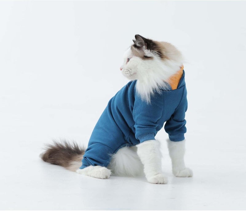 ADNIKIA Cat Hair Sticky Onesie, Prevent Hair Loss Cat Pajamas, Long Sleeves Anti-Licking & Skin Disease Recovery Suit for Cats, Sphynx Clothes Costumes Outfits for Pet - Image 2