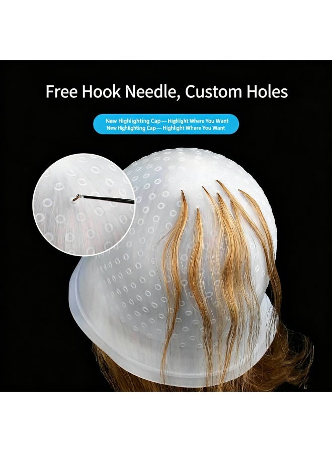 Silicone Reusable Hair Highlighting Cap with Hook, Professional Salon Hair Coloring Tool for Home and Salon Use - Image 5