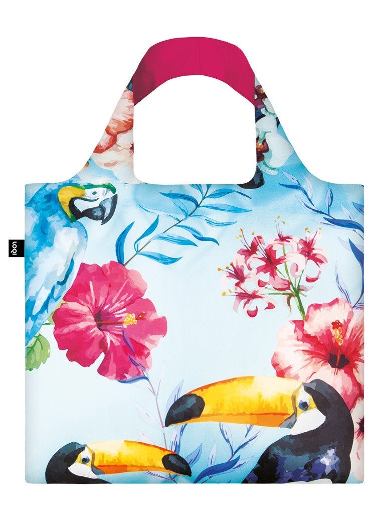 LOQI Wild Birds Reusable Shopping Bag Blue