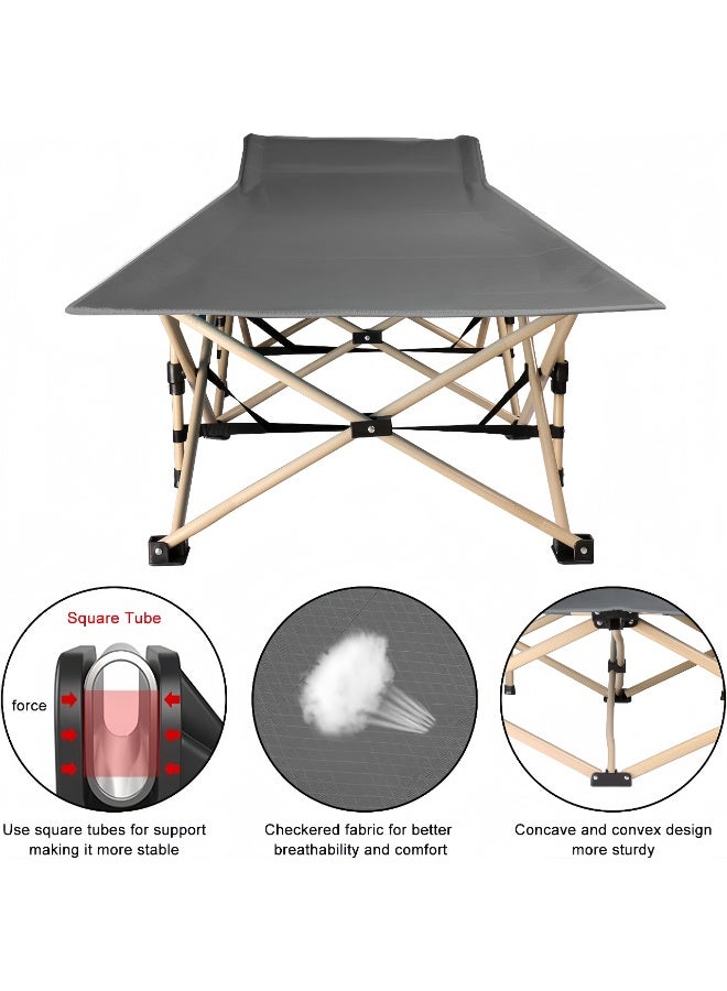 مس تيارا سرير تخييم MissTiara القابل للطي للبالغين - سرير محمول متين للنوم، مصنوع من قماش أكسفورد خفيف الوزن للاستخدام الخارجي مع حقيبة حمل، يتحمل وزن 200 كجم، سهل التركيب للتخييم والمشي لمسافات طويلة والسفر. - Image 3