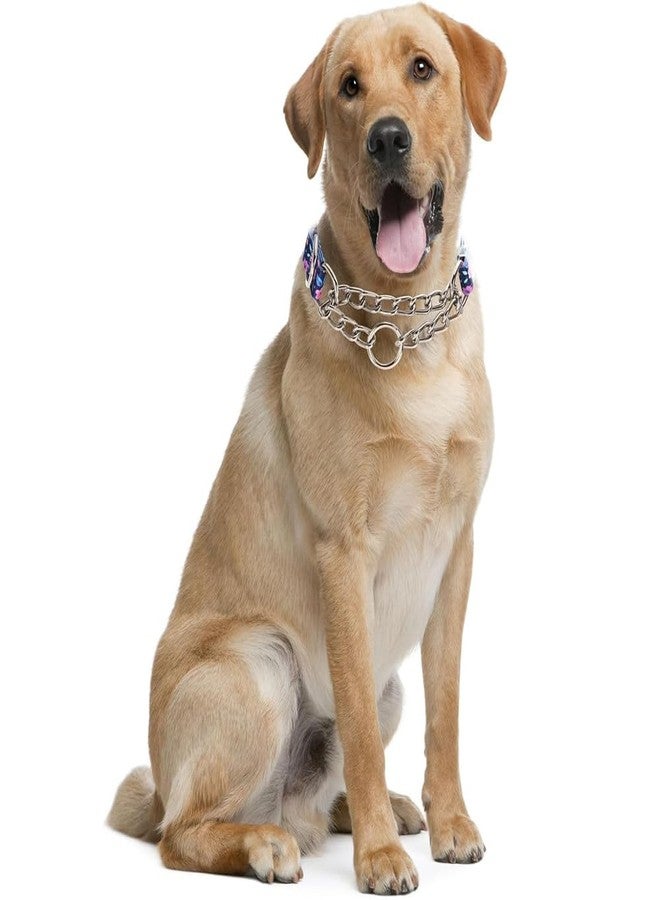 Weimostar Stainless Steel Dog Chain Martingale Collar,No Pull Slip Choker Collar Training Escape Proof Heavy Duty Choke Dog Collar for Small Medium Large Dogs Girl Female Pet, Purple Floral M - Image 3
