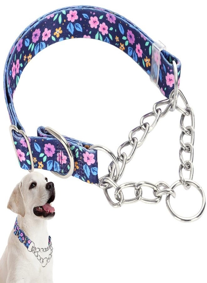 Weimostar Stainless Steel Dog Chain Martingale Collar,No Pull Slip Choker Collar Training Escape Proof Heavy Duty Choke Dog Collar for Small Medium Large Dogs Girl Female Pet, Purple Floral M - Image 1