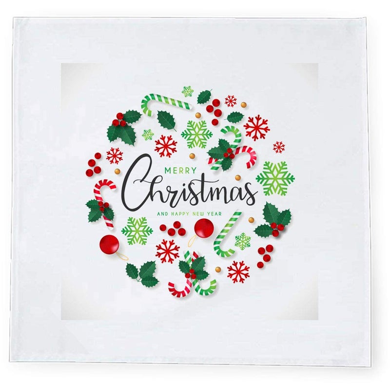 Khakee 6 Pcs Christmas Theme Tafta Silk Table Napkins 10x 10 for Xmas Decoration Christmas OrnamentsChristmas Gift npxmas14P - Image 2