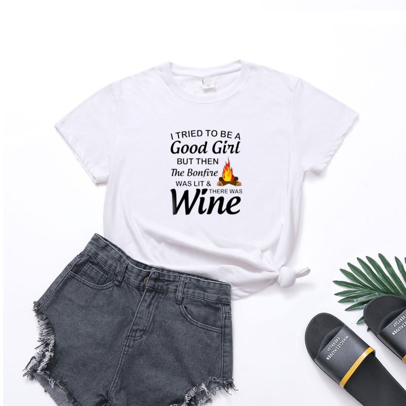2023 Women'S I Tried To Be A Good Girl Letter Printed Short-Sleeved T-Shirt Women - Image 1