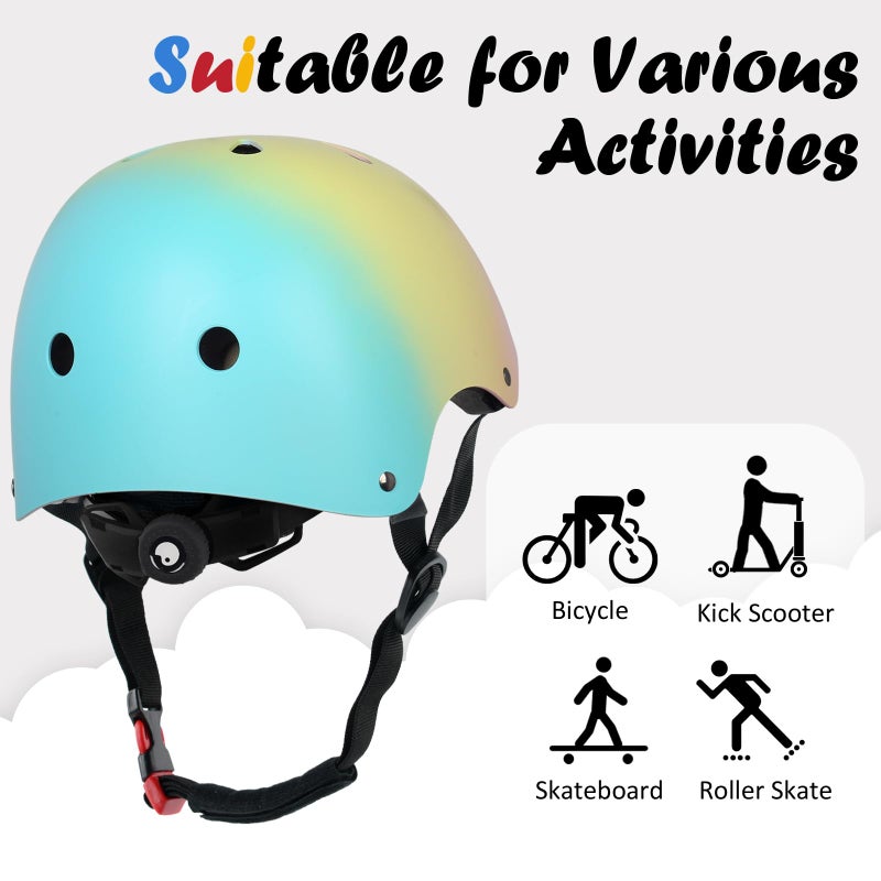 Ouwoer Kids Bike Helmet, Adjustable and Multi-Sport, from Toddler to Youth, 3 Sizes (Pink Yellow Blue) - Image 4