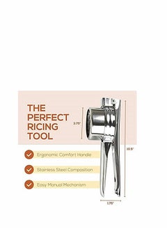 SYOSI Stainless Steel Potato Ricer – Manual Masher for Potatoes, Fruits, Vegetables, Yams, Squash, Baby Food and More - 3 Interchangeable Discs for Fine, Medium, and Coarse, Easy To Use  - Image 3