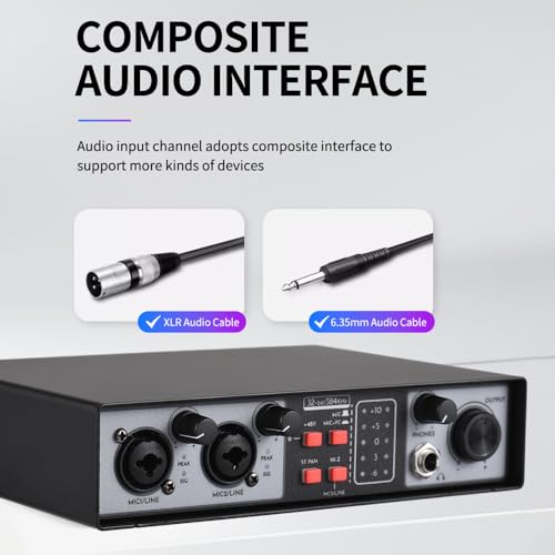 summina 2-in 2-out Mixer Recording Sound Card Computer Recording Audio Interfaces Mixing Console Computer Recording Driver Free DJ Microphone Equipment 48V Phantom Power Supply Audio Mixer - Image 5