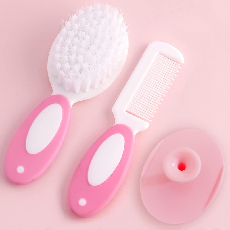 MR LION Baby Hair Brush, Cradle Cap Brush, Baby Hair Comb, Baby Hair Brush and Comb Set for Newborns & Toddlers, Baby Brush Soft Bristles, Ideal for Cradle Cap, Perfect Baby Registry Gift (Pink) - Image 3