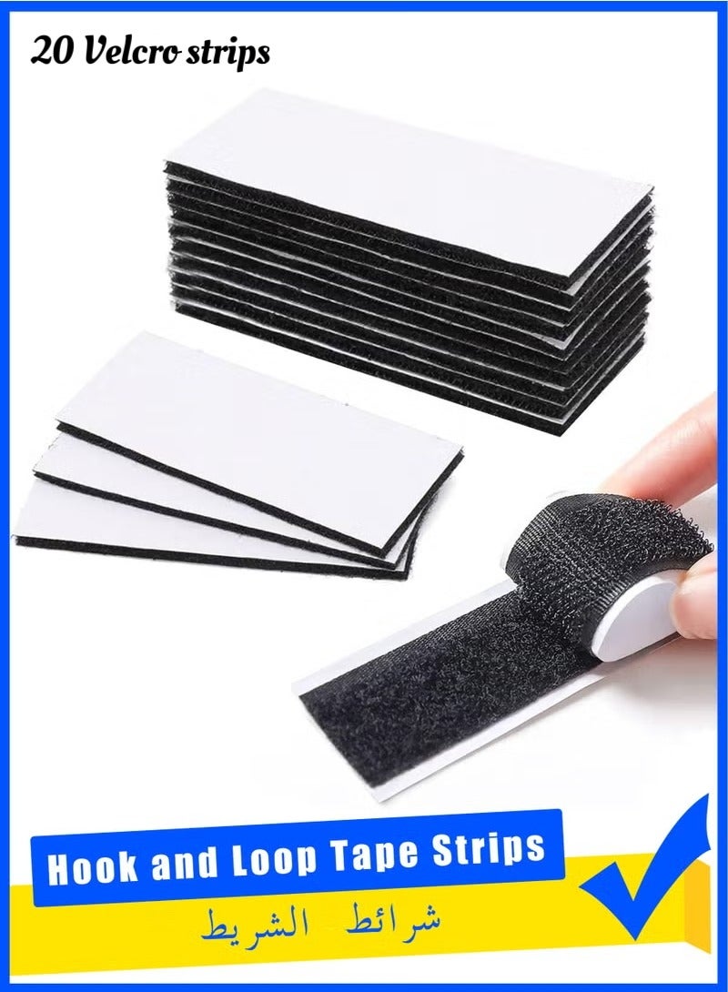 Generic 20 Pcs Hook and Loop Tape Strips, with Adhesive Sticky Back Fastener, Heavy Duty Double Side Mounting Tape Industrial Strength Interlocking Tape for Home School Office, 1.2x4 inch - Image 1