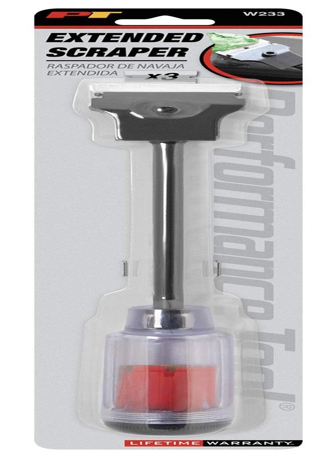 Performance Tool W233 12-Inch Long Reach Extension Scraper with 3pc Double Edged Plastic Razor Scraper Blades and 3pc Carbon Steel Razor Scraper Blades - Image 3