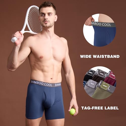 BAMBOO COOL Men's Ultra ComfortSoft Underwear, Moisture Wicking & Breathable No Ride Up Boxer Briefs with Fly, Multipack - Image 4