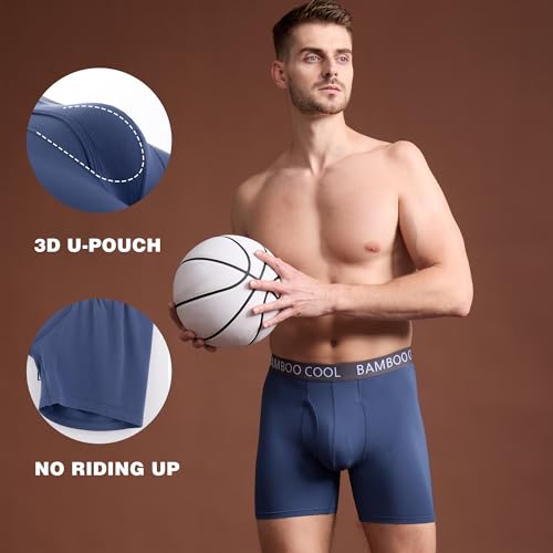 BAMBOO COOL Men's Ultra ComfortSoft Underwear, Moisture Wicking & Breathable No Ride Up Boxer Briefs with Fly, Multipack - Image 3