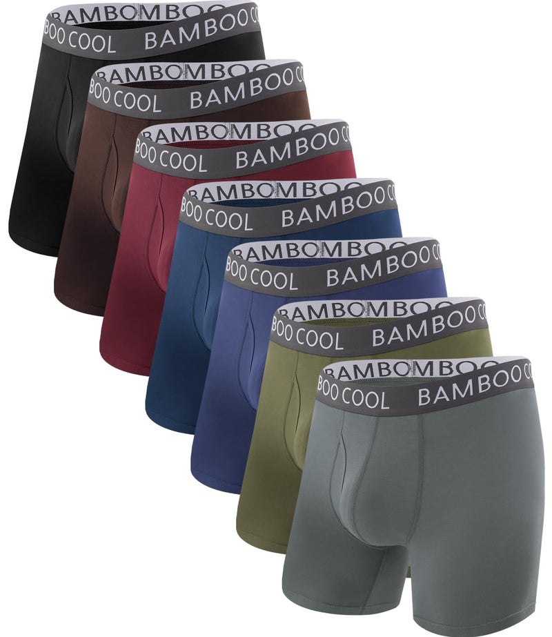 BAMBOO COOL Men's Ultra ComfortSoft Underwear, Moisture Wicking & Breathable No Ride Up Boxer Briefs with Fly, Multipack - Image 1