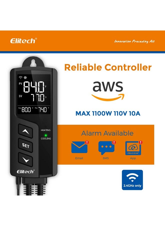Elitech Elitech STC-1000WiFi Pro TH Temperature and Humidity Controller T&H Cooling Heating Switch On-Off Thermostat for Heat Pad Reptile Aquarium Homebrew Freezer -40~230°F Pre-Wired Outlets 110V 1100W 10A  - Image 5