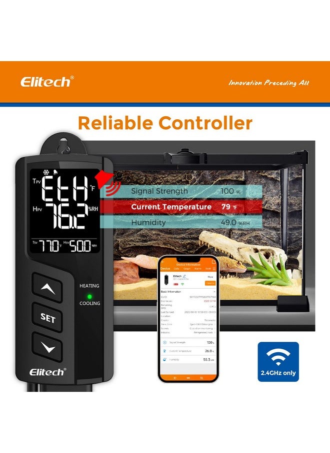 Elitech Elitech STC-1000WiFi Pro TH Temperature and Humidity Controller T&H Cooling Heating Switch On-Off Thermostat for Heat Pad Reptile Aquarium Homebrew Freezer -40~230°F Pre-Wired Outlets 110V 1100W 10A  - Image 4
