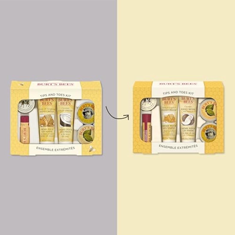 Burt'S Bees Tips and Toes Kit Travel Size Natural Products in Gift Box with 2 Hand Creams, Foot Cream, Cuticle Cream, Hand Salve and Lip Balm - Image 2