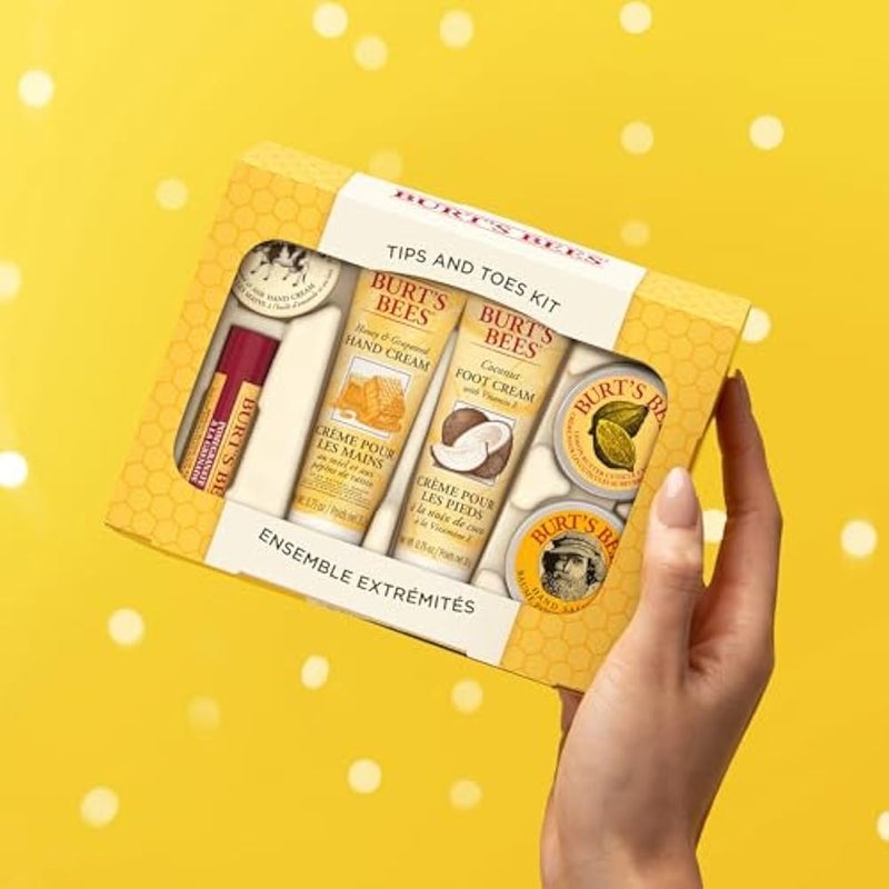 Burt'S Bees Tips and Toes Kit Travel Size Natural Products in Gift Box with 2 Hand Creams, Foot Cream, Cuticle Cream, Hand Salve and Lip Balm - Image 3