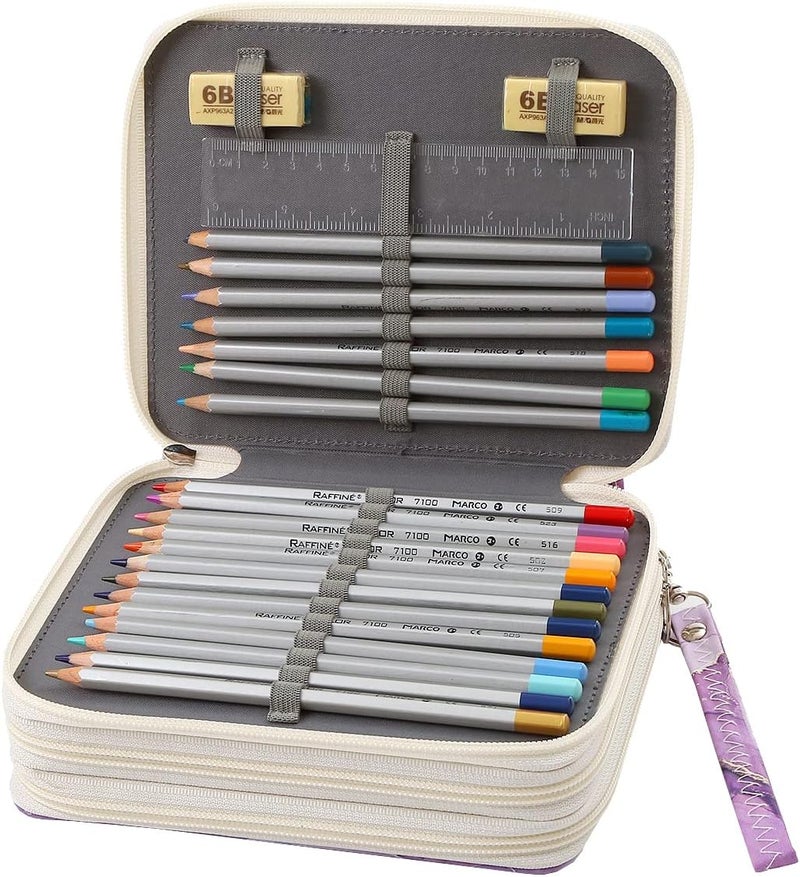 Lbxgap Portable Colored Pencil Case-72 Slots Colored Pencil Case Organizer with Zipper for Watercolor Pens or Markers, Pencil Case Organizer for Artist - Image 3