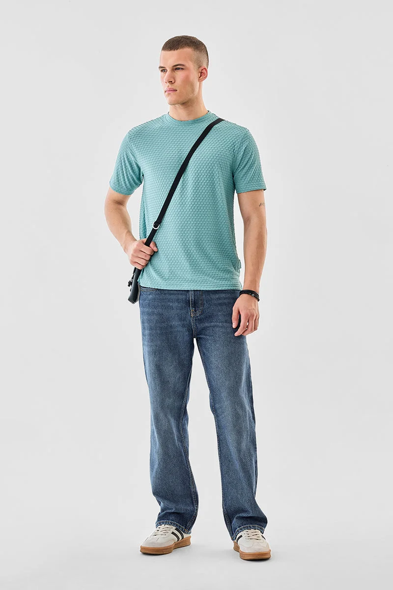 SNITCH Textured Stretch Regular Fit T-Shirt