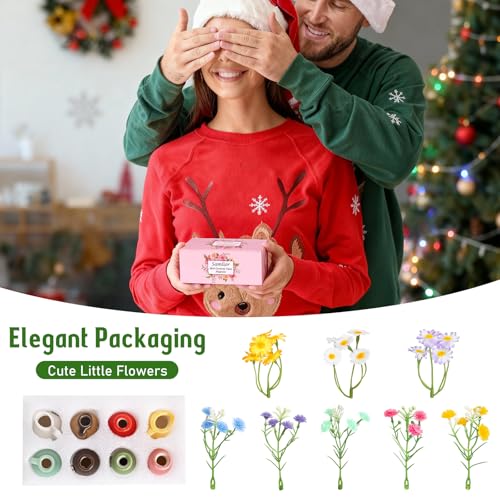 Samlior 8PCS Mini Ceramic Vase Fridge Magnets, Cute Tiny Flower Vase Fridge Magnets with Artificial Flowers for Refrigerator Office and Kitchen Cabinet Decoration - Image 3