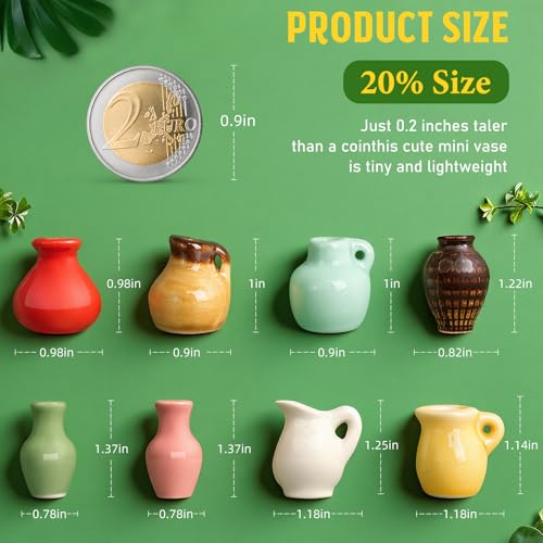 Samlior 8PCS Mini Ceramic Vase Fridge Magnets, Cute Tiny Flower Vase Fridge Magnets with Artificial Flowers for Refrigerator Office and Kitchen Cabinet Decoration - Image 2
