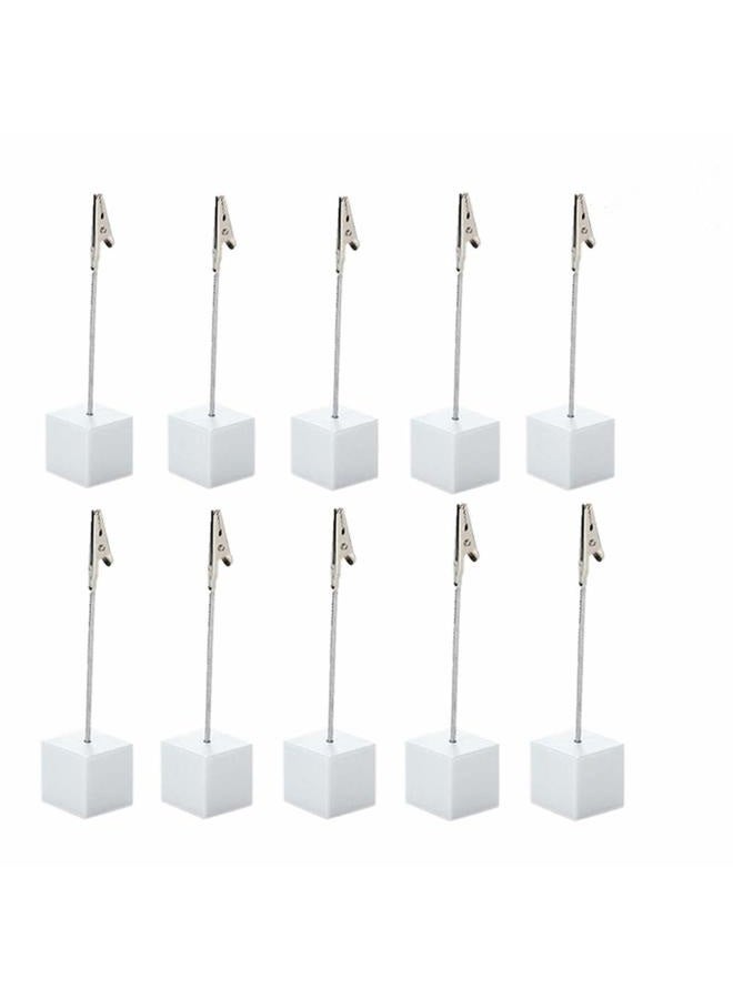 senover 10pcs Table Number Holder Name Place Card Holder Memo Clip Holder Stand Note Holder Pictures Card Paper Menu Clip (Pure White) - Image 1