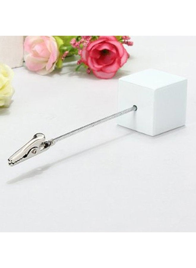 senover 10pcs Table Number Holder Name Place Card Holder Memo Clip Holder Stand Note Holder Pictures Card Paper Menu Clip (Pure White) - Image 5
