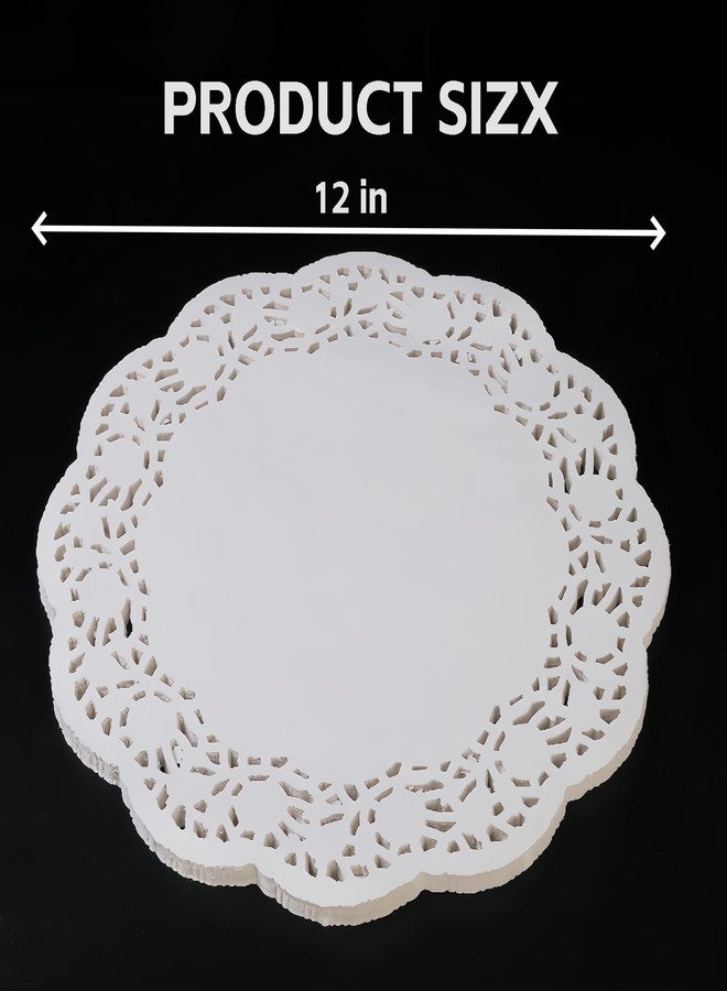 LJY 100 Pieces White Lace Round Paper Doilies Cake Packaging Pads Wedding Tableware Decoration (12 Inch) - Image 3