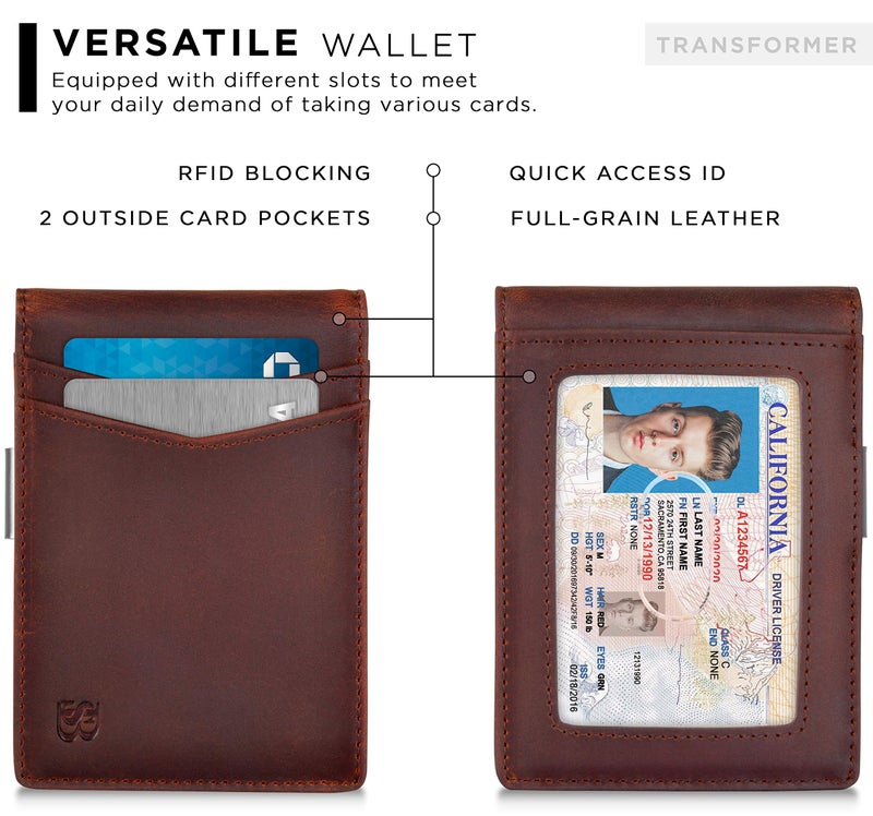 SERMAN BRANDS محفظة سیرمان براندز مع مشبك نقود - محافظ رجالية نحيفة لحفظ البطاقات RFID - Image 4