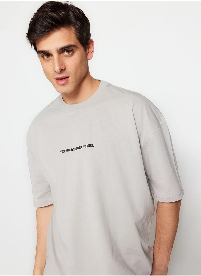 trendyol Slogan Crew Neck T-Shirt