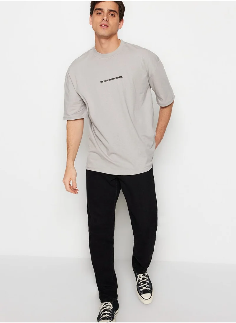 trendyol Slogan Crew Neck T-Shirt