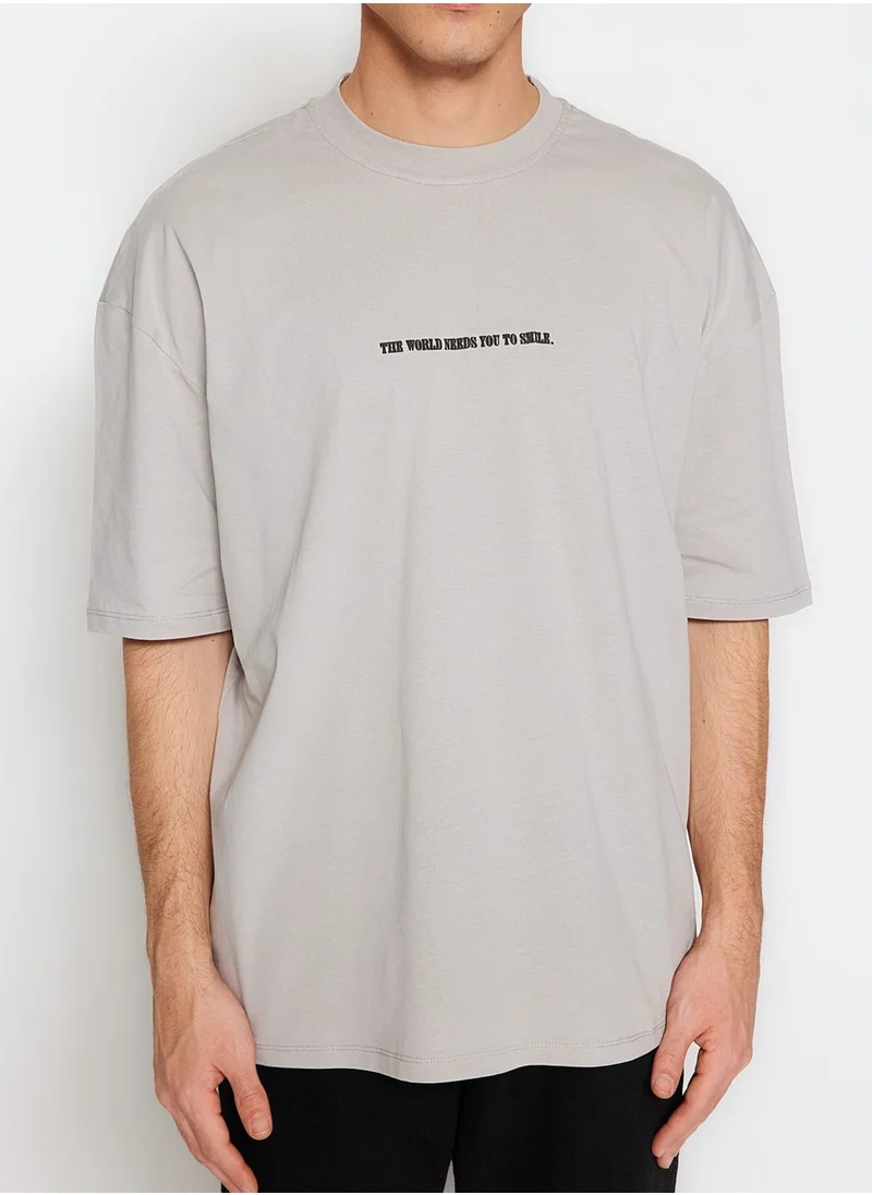 trendyol Slogan Crew Neck T-Shirt