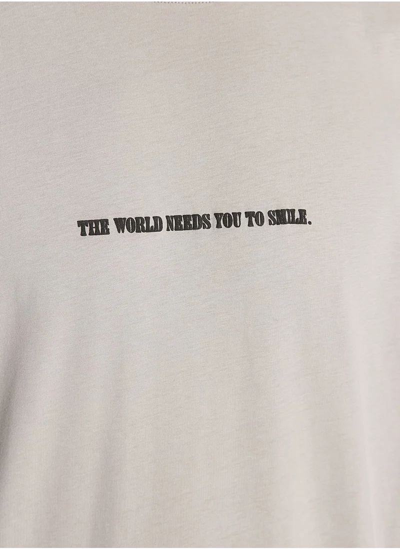 trendyol Slogan Crew Neck T-Shirt