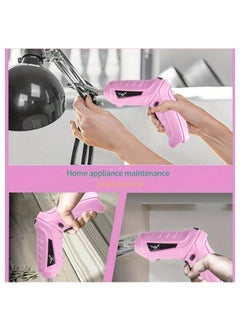 Generic Pink Cordless Screwdriver Set Small Electric Drill for Women Rechargeable with 6 Piece Driver Set Mini Electric Screwdriver with LED & USB Charger  Ideal for Light-Duty Tasks.  - Image 2