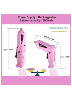 Generic Pink Cordless Screwdriver Set Small Electric Drill for Women Rechargeable with 6 Piece Driver Set Mini Electric Screwdriver with LED & USB Charger  Ideal for Light-Duty Tasks.  - Image 3
