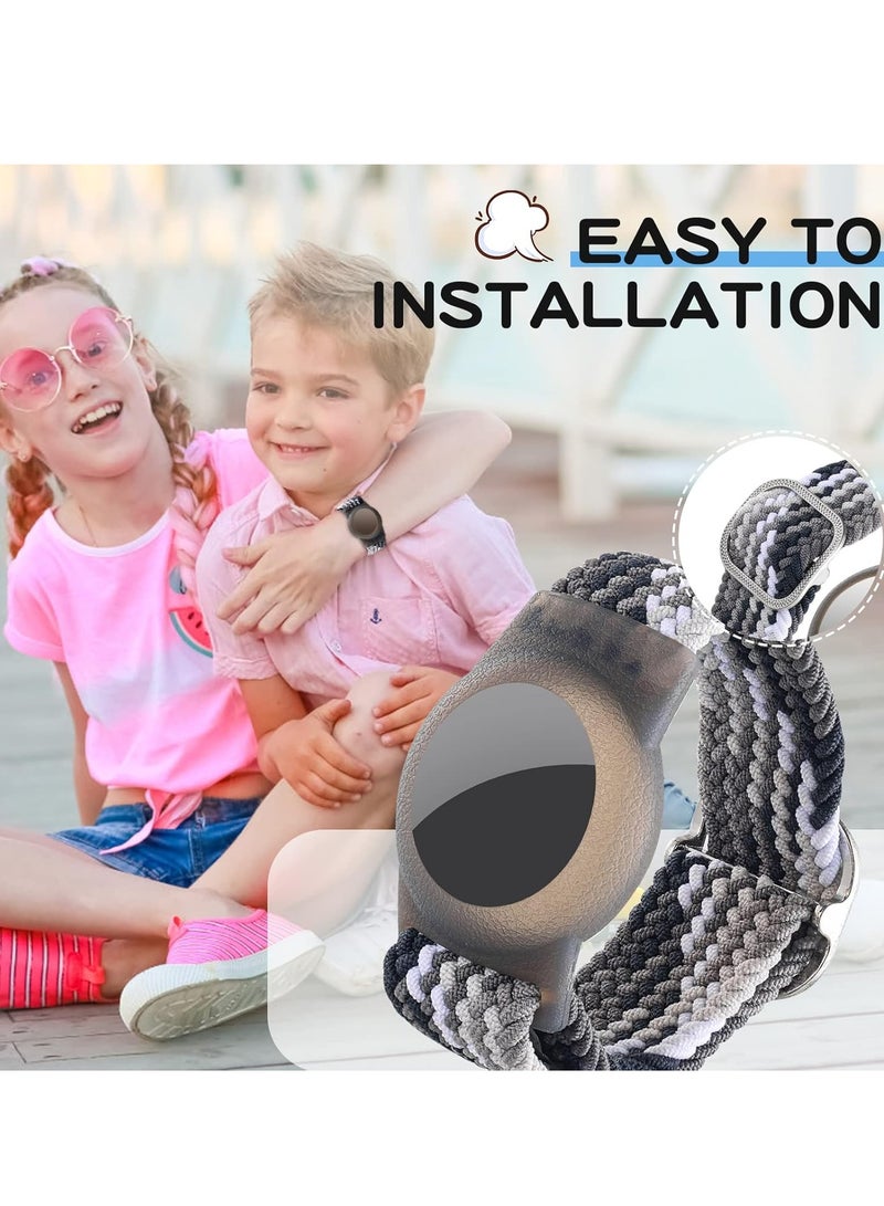 Bukela 2 Pcs Kids Bracelet Strap Compatible with AirTag, Kids Holder Woven Wrist Strap Nylon Adjustable Anti-Loss Airtag Strap for Kids Seniors（Black,Blue Orange）  - Image 5