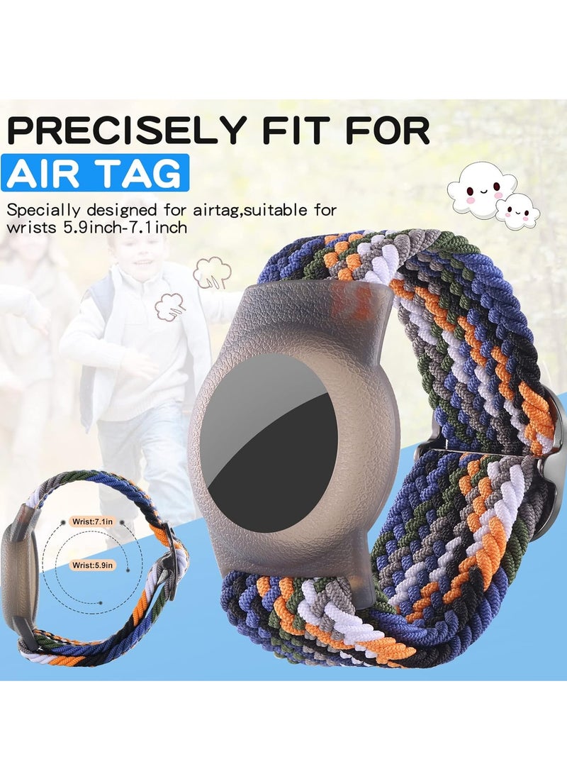 Bukela 2 Pcs Kids Bracelet Strap Compatible with AirTag, Kids Holder Woven Wrist Strap Nylon Adjustable Anti-Loss Airtag Strap for Kids Seniors（Black,Blue Orange）  - Image 3